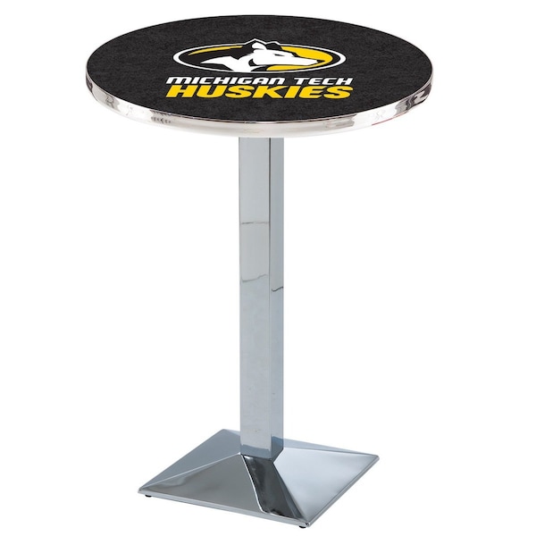 42" Chrome Michigan Tech Pub Table, 36" dia. Top