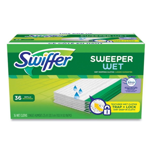 Wet Refill Cloths, 10 x 8, Lavender Vanilla and Comfort, White, 36PK