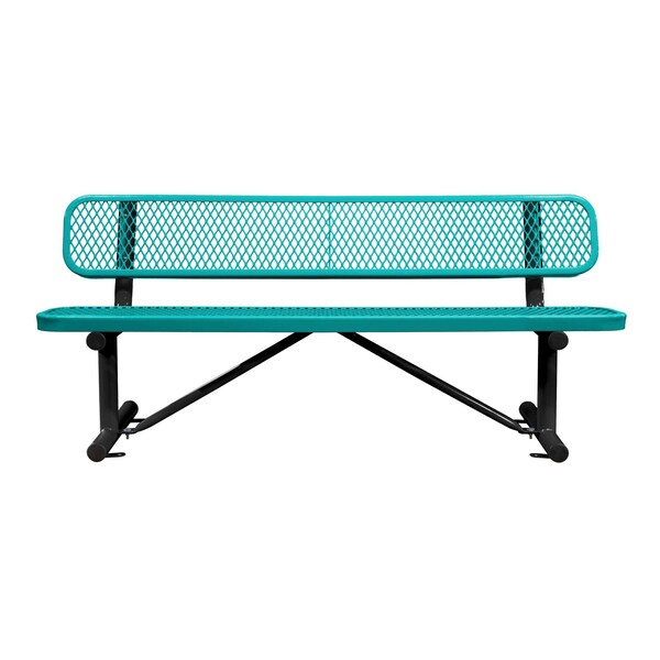Bench/Back, Surface Mount, 6ft., Teal