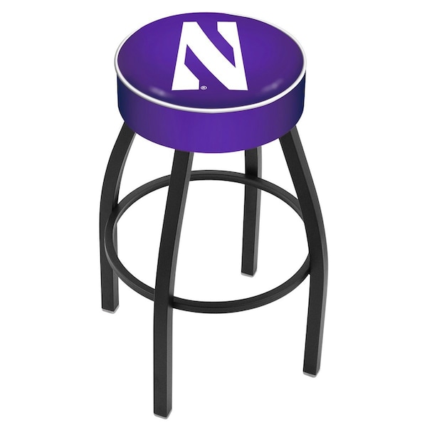 25" 4" Northwestern Cushion Seat, Blk Wrinkle Base Swivel Bar Stool