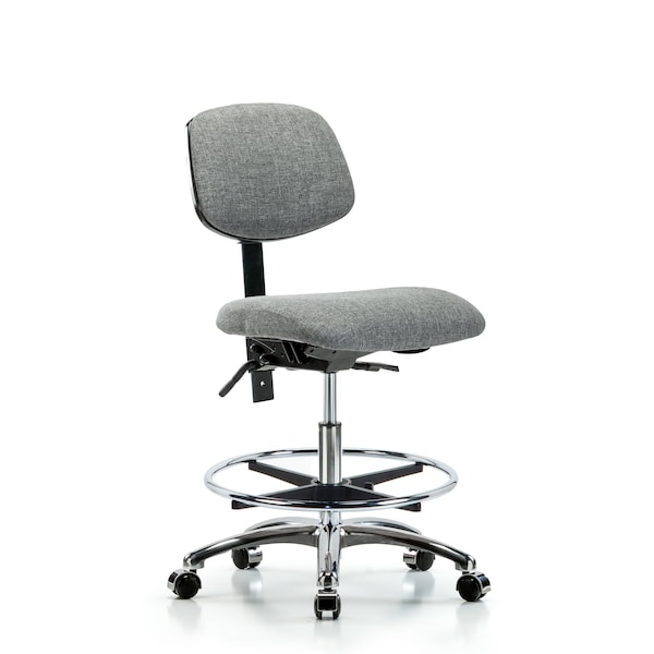 Chair, Fab, Med Bench, Chr CF Casters, Gry, No Arms, 22" to 29" Height, Gray