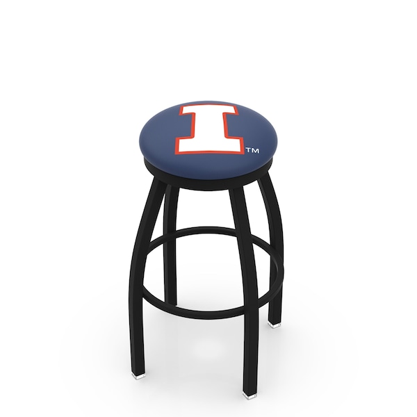 25" Blk Wrinkle Illinois Swivel Bar Stool, Accent Ring