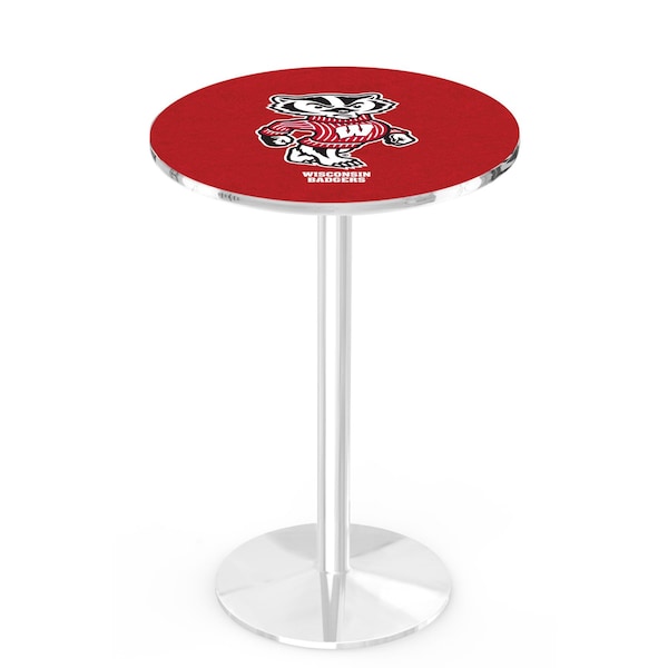 42" Chrome Wisconsin "Badger" Pub Table, 36" dia. Top
