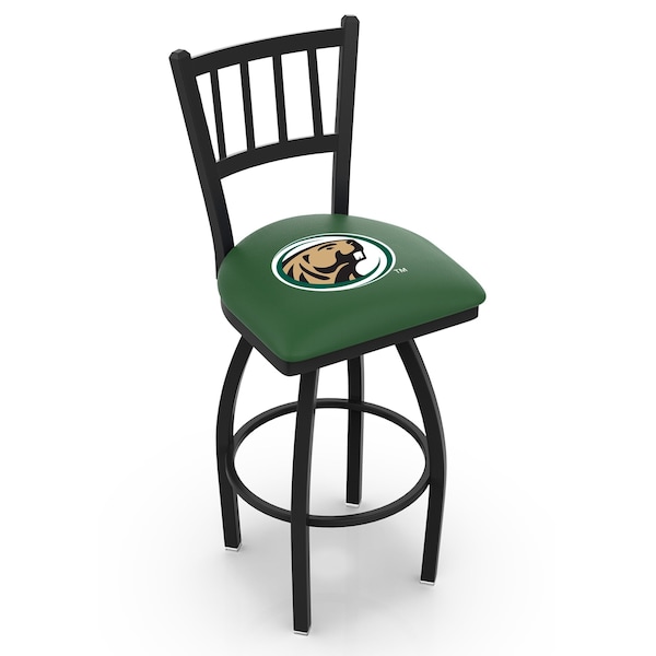 25" Blk Wrinkle Bemidji State Swivel Bar Stool, Jailhouse Back