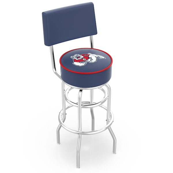 25" Chrome 2-Ring Fresno State Swivel Bar Stool, Back