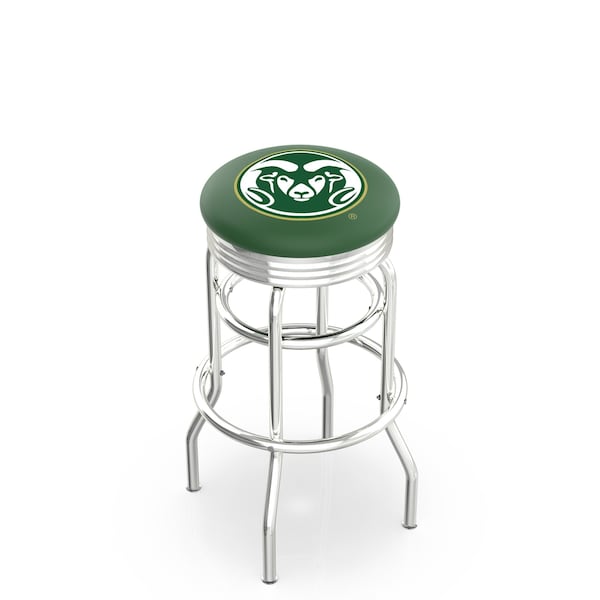 25" Chrome 2-Ring Colorado State Swivel Bar Stool, Accent Ring
