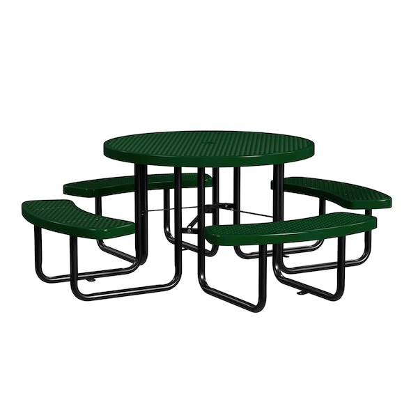 Round Picnic Table, Black/Green, In Ground Mount, 46 in