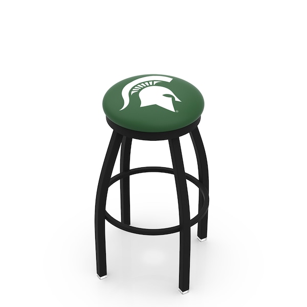 25" Blk Wrinkle Michigan State Swivel Bar Stool, Accent Ring