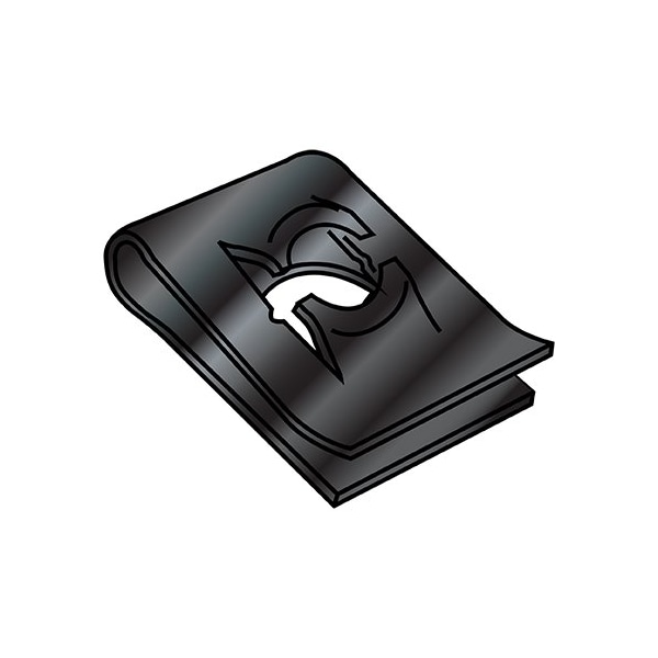 Spring Nut, #10-24, U Shape, Steel, Black Phosphate Finish, 2000 PK