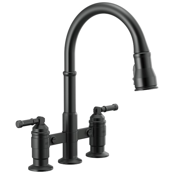Broderick Two Handle Pull-Down Bridge Kitchen Faucet