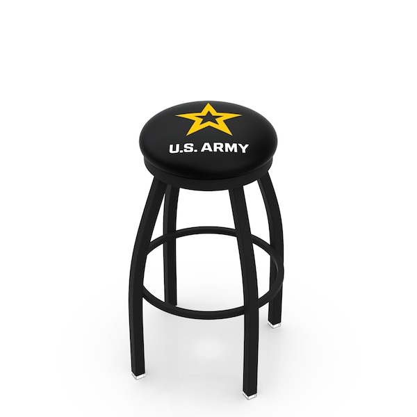 25" Blk Wrinkle U.S. Army Swivel Bar Stool, Accent Ring