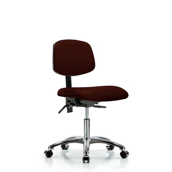 Desk Chair Desk Chair, Vinyl, Chr Tilt Casters, Burg, No Arms, 18" to 23" Height, Vinyl, Burgundy