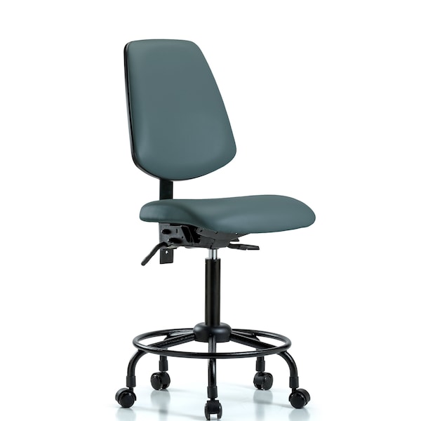 Medium Bench Chair No Arms, 23" to 31" Height, Vinyl, Colonial Blue