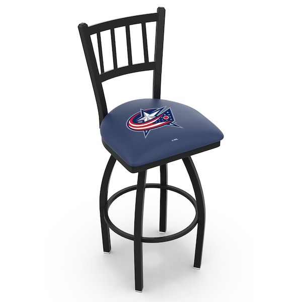 25" Blk Wrinkle Columbus Blue Jackets Swivel Bar Stool, Jailhouse Back