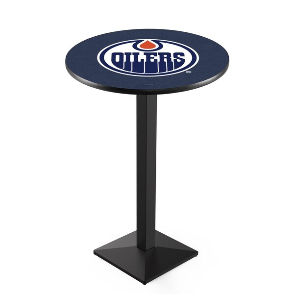 42" Blk Wrinkle Edmonton Oilers Pub Table, 36" dia. Top