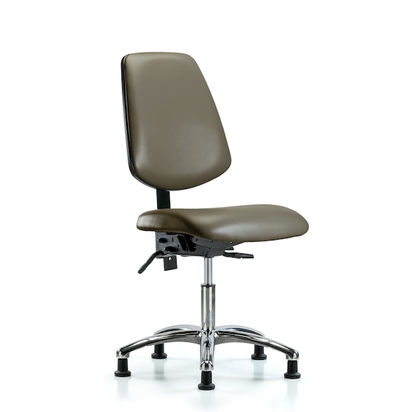 Vinyl Chair Chrome, Desk, Med Back, Glides, Taupe