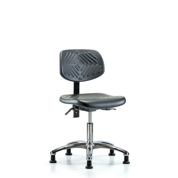 Desk Chair Desk Chair, Polyurethane, Chrome Glides, No Arms, 17" to 22" Height, Black; Blue