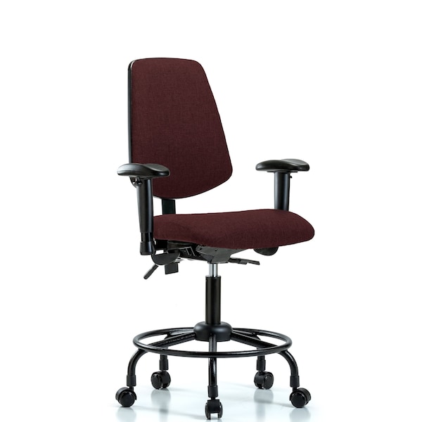 Desk Chair Fab Desk Chair, Med, Bk, RT, AA, Cast, Bur, Adjustable Arms, 21" to 26" Height, Fabric