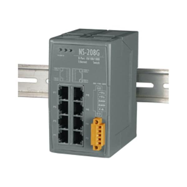 Unmanaged 8 Port Industrial 10/100/1000 BaseT Ethernet Switch, NS208G