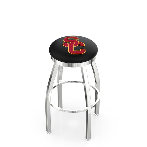 25" Chrome USC Trojans Swivel Bar Stool, Accent Ring