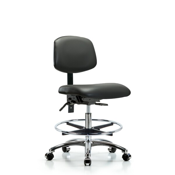 Vinyl Chair Chrome, Med Bench, Foot Ring, Casters, Carbon