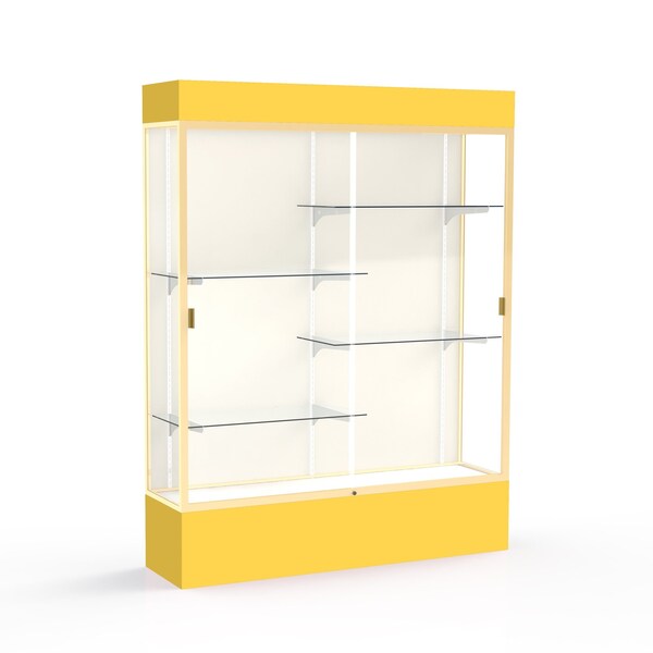 Lighted Floor Display Case 60x80x16, Plaque, Champange