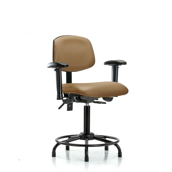 Bench Chair, Vinyl, RT, AA, Glides, Taupe, 6-Way Adjustable, 22" to 29" Height, Taupe