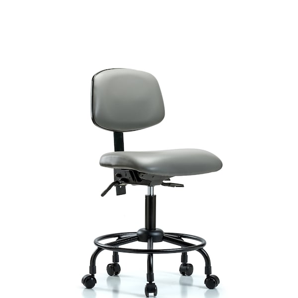 Vinyl Chair, Desk, Round Tube Base, Tilt, Casters, Sterling