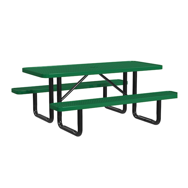 Rectangle Portable Picnic Table, Green, 6 ft L