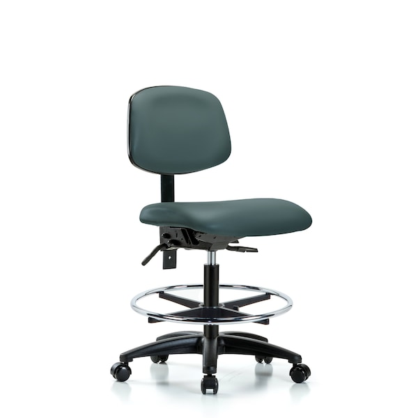 Chair, Vin, Med Bench, Tilt CF Casters, Blu, No Arms, 22" to 29" Height, Colonial Blue