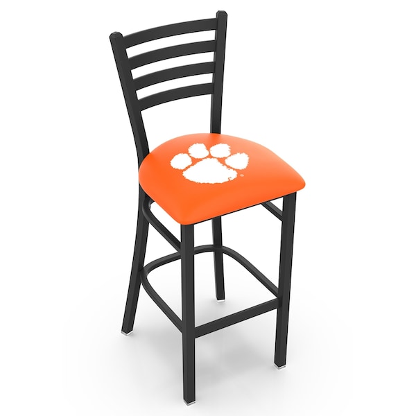 25" Blk Wrinkle Clemson Stationary Counter Stool, Ladder Back