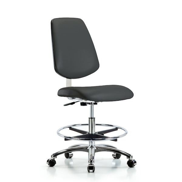Clean Room Chair 22" to 29" Height, Vinyl, Charcoal