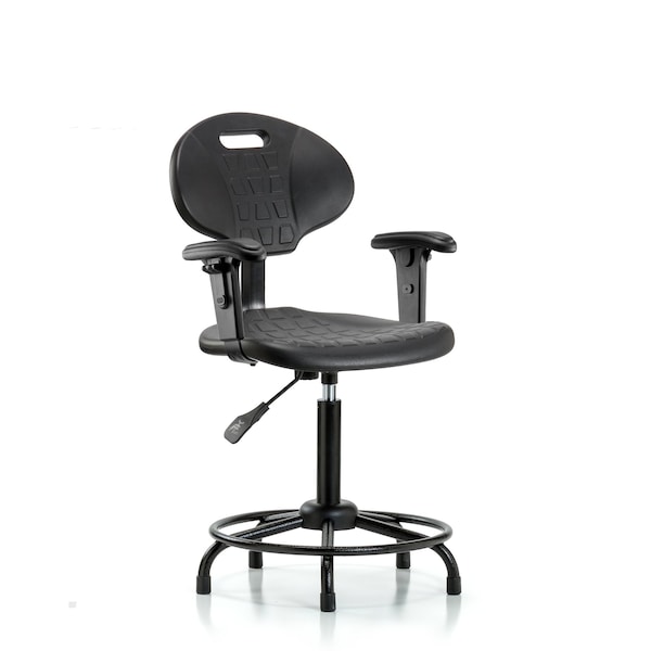 Erie Med Bench Chair, RT, AA, Glides, 2-Way Adjustable, 22" to 29-1/2" Height, Black; Blue