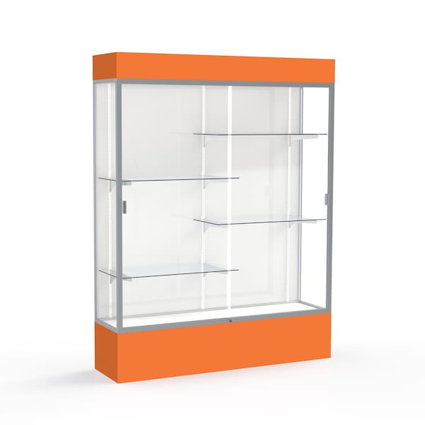 Lighted Floor Display Case 60x80x16, White, Satin