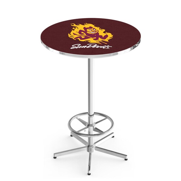 42" Chrome Arizona State Pub Table, Sparky Logo, 36" dia. Top