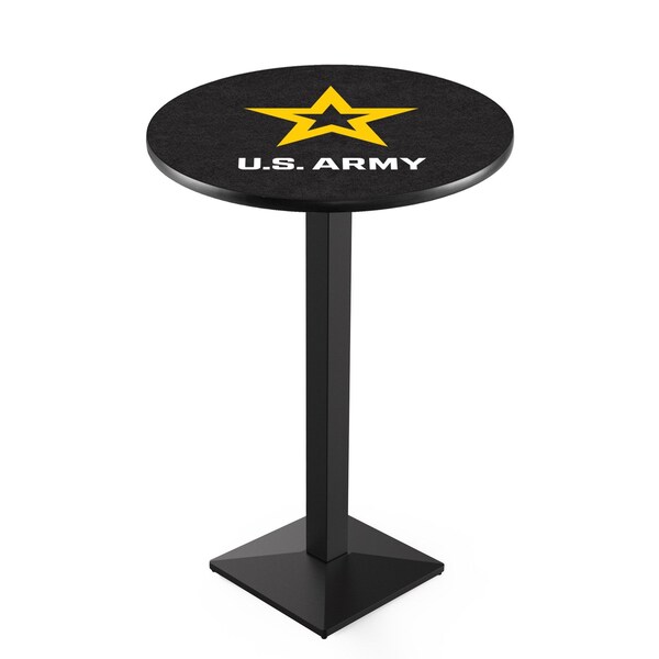 42" Blk Wrinkle U.S. Army Pub Table, 36" dia. Top
