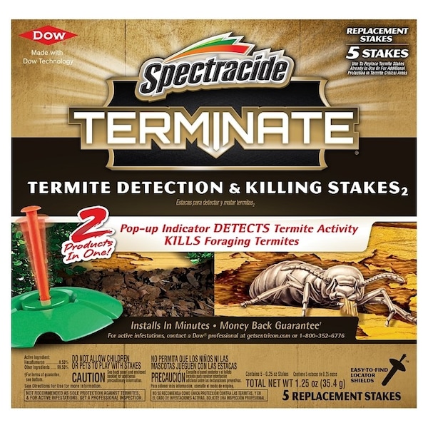 Termite Detection and Killing Stake, Solid, Odorless, BrownTan
