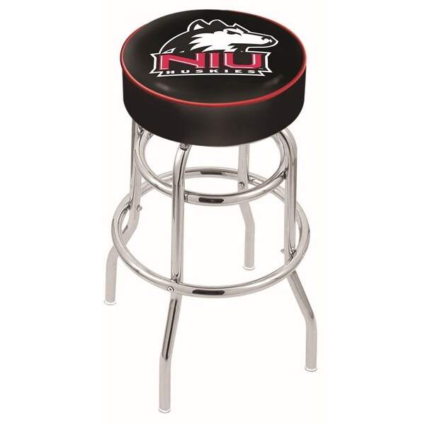 25" Northern Illinois Cushion Seat, 2-Ring Chrome Swivel Bar Stool