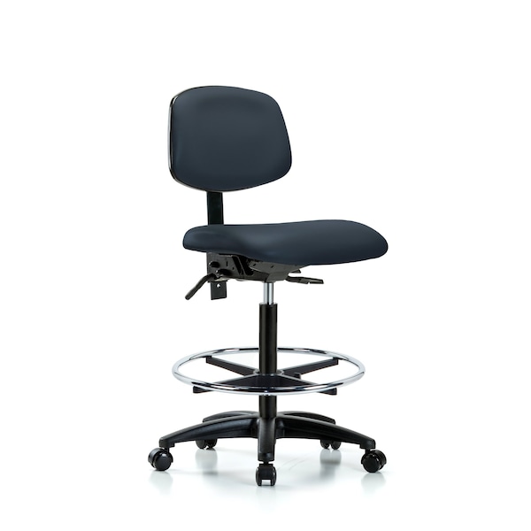 Chair, Fabric, Hi Bench, BF Glides, Blk, No Arms, 26" to 35" Height, Imperial Blue