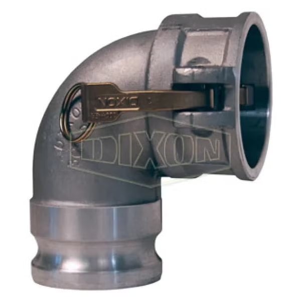90Deg Cam and Groove Elbow, 5 in, Male Adapter x Female Coupler, Aluminum, Domestic