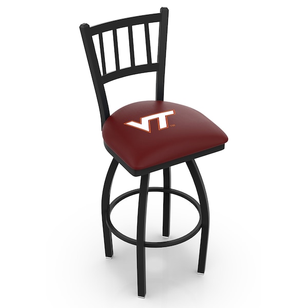 25" Blk Wrinkle Virginia Tech Swivel Bar Stool, Jailhouse Back