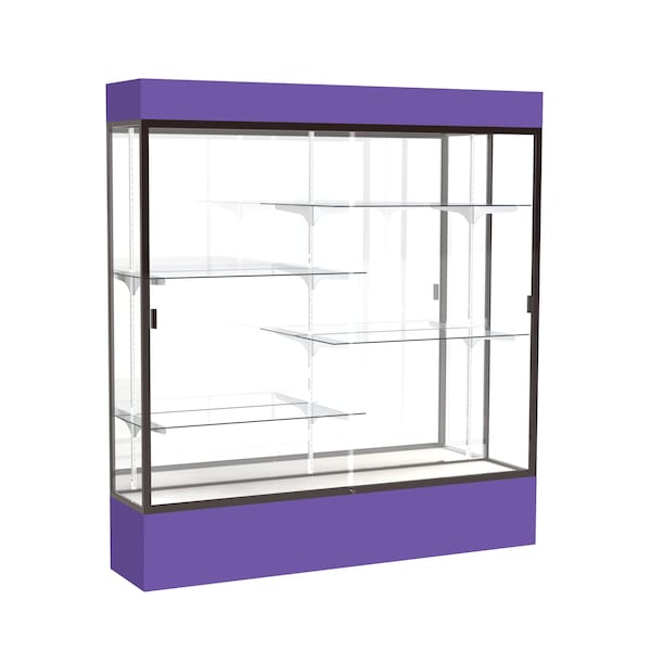 Lighted Floor Display Case 72x80x16, Mirror, Bronze