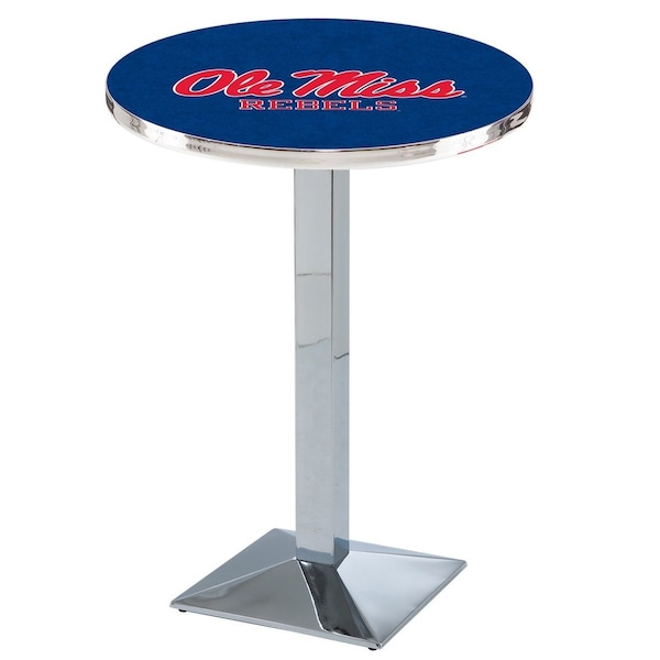 42" Chrome Ole' Miss Pub Table, 36" dia. Top