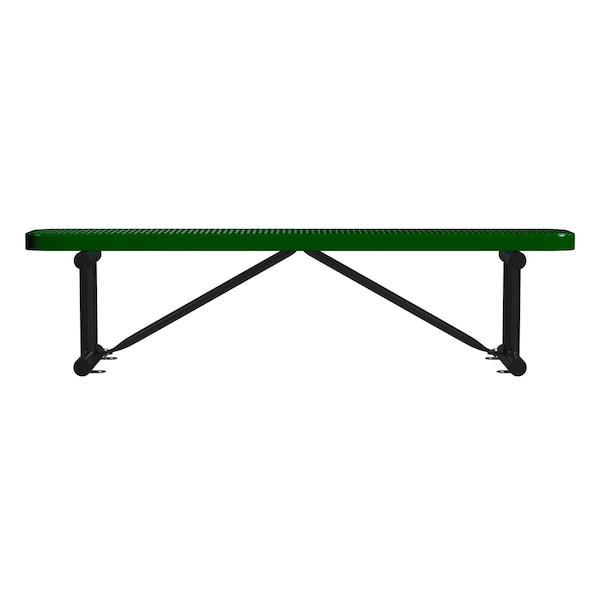 Bench w/o Back, Surface Mount, 6ft, Blk/Grn