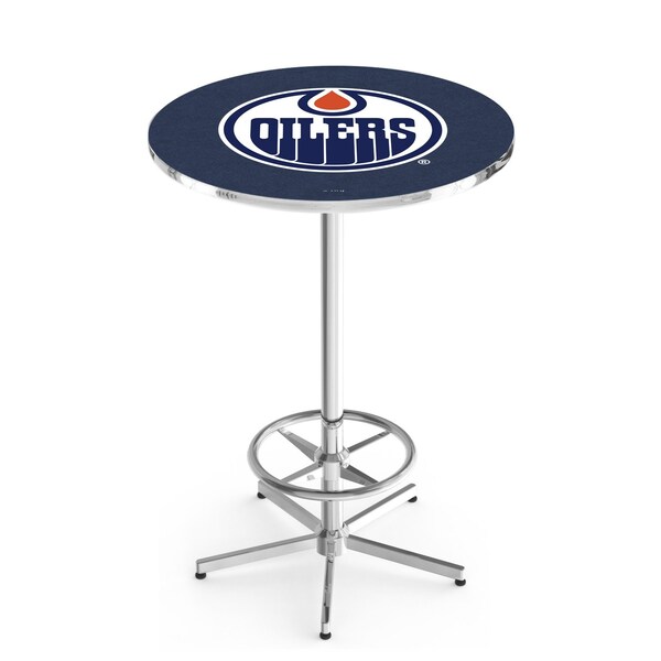 42" Chrome Edmonton Oilers Pub Table, 36" dia. Top