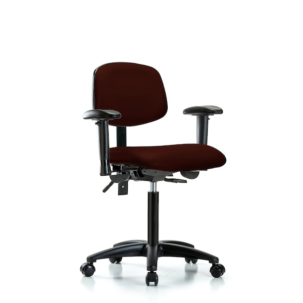 Chair, Vin, Med Bench, Tilt AA Casters, Burg, 6-Way Adjustable, 22" to 29" Height, Burgundy