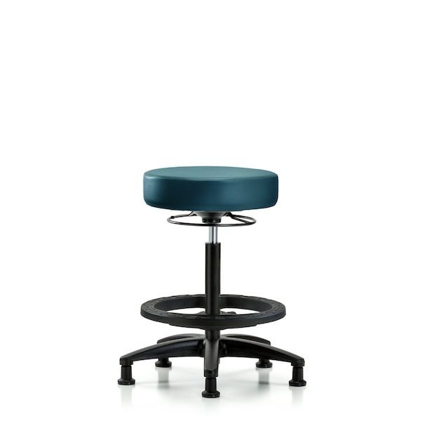 Vinyl Stool, High Bench, Foot Ring, Glides, Royal