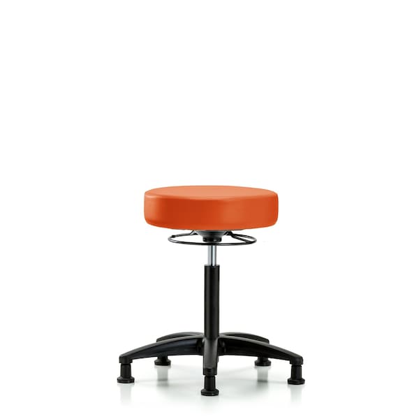 Bench Stool, Med, Vinyl, Glides, Orange