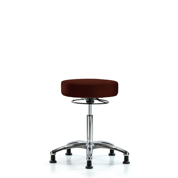 Bench Stool, Med, Chrom, Vinyl, Glides, Burg