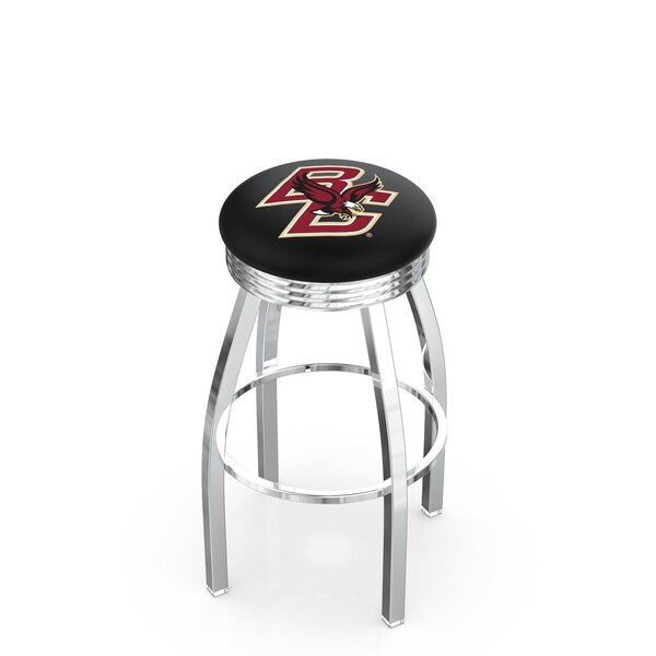 25" Chrome Boston College Swivel Bar Stool, Accent Ring